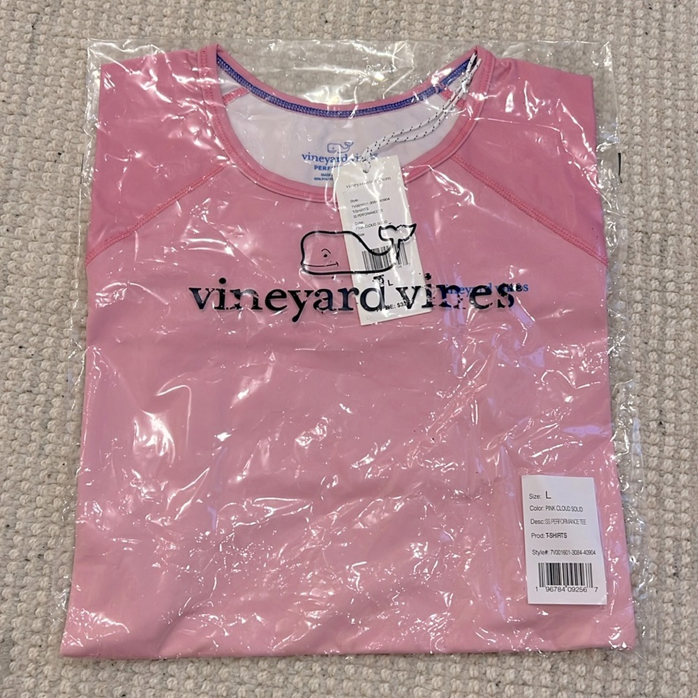 Girls vineyard vines pink ombré performance tee, size L(14) - nwt